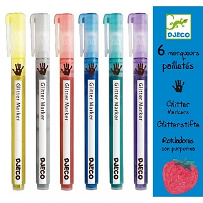 Фломастеры с блёстками, 6 шт. (Djeco, 08871k)